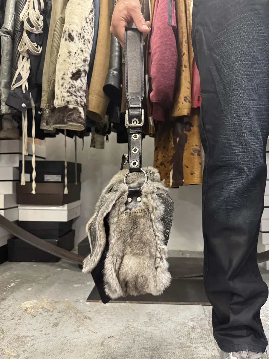 Dolce & Gabbana Fur Grey Leather Shoulder Bag - Image 4