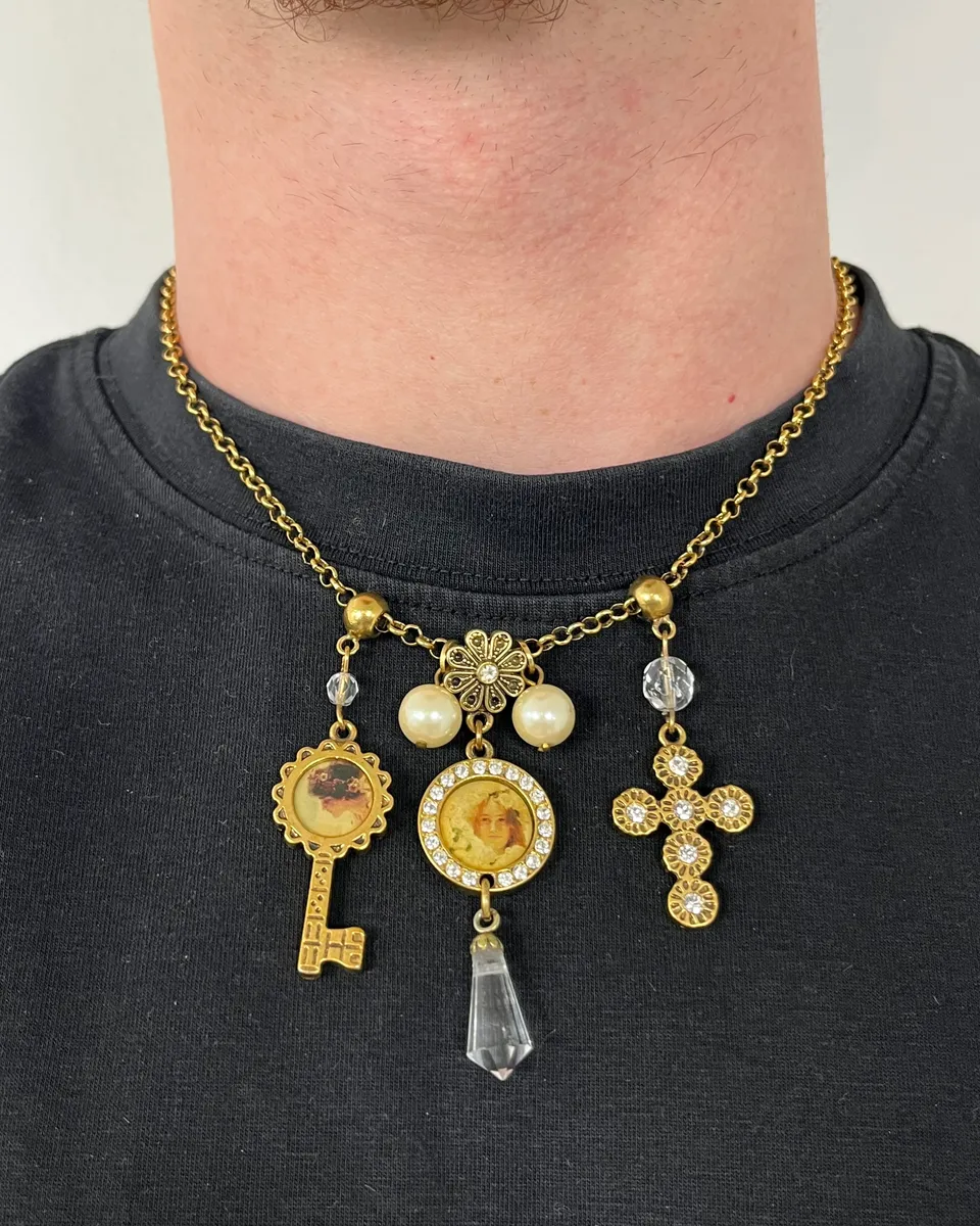 Dolce & Gabbana Gold Antique Steel Charm Necklace - Image 2