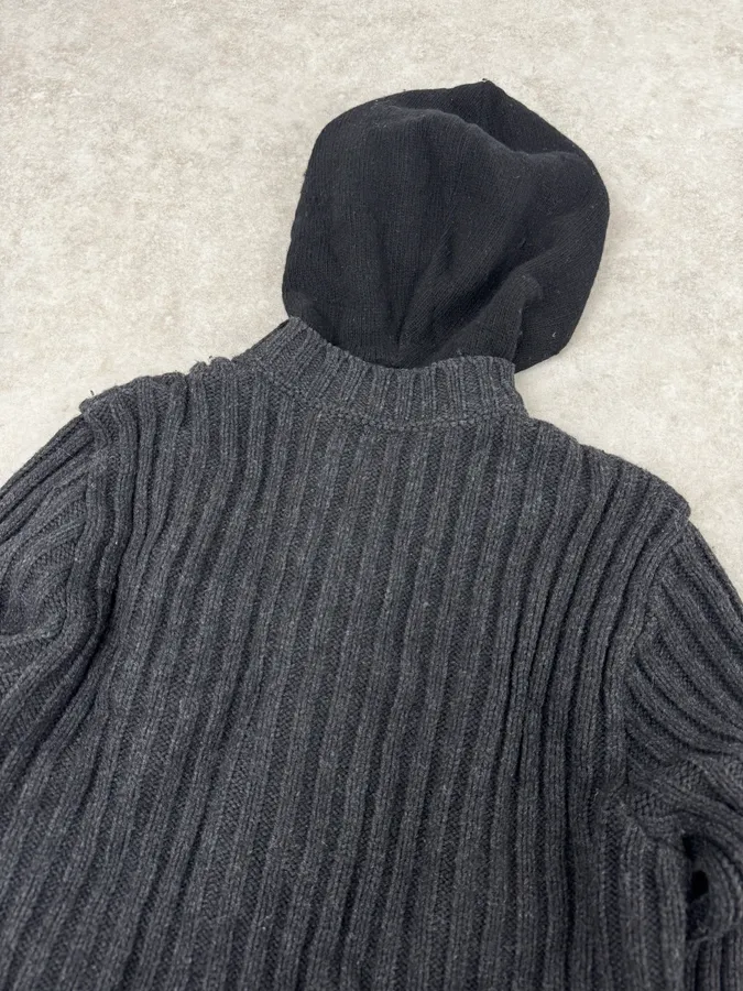 Dolce & Gabbana Grey & Black Wool Zip Up Hoodie - Image 6