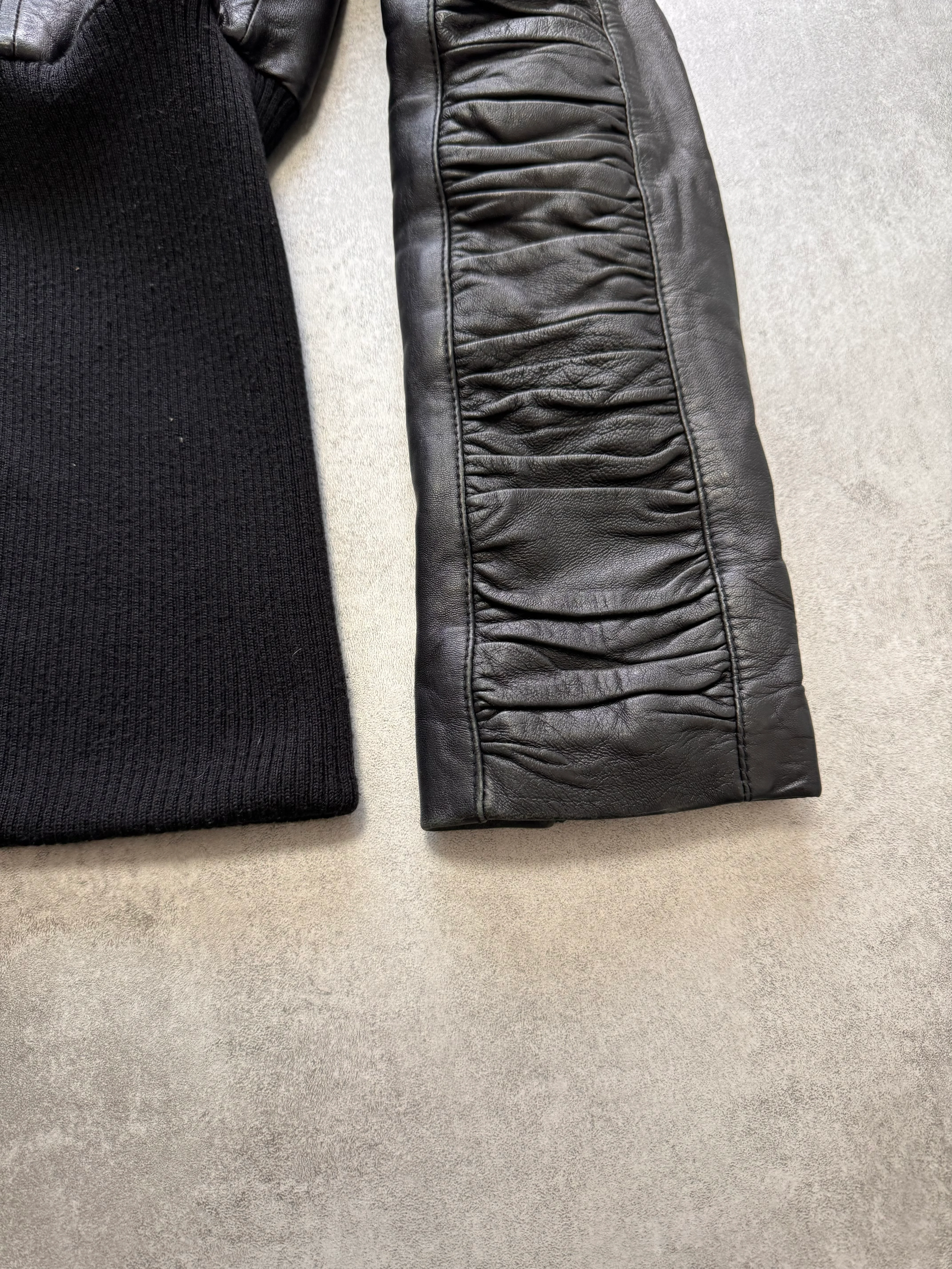 2000s Dolce & Gabbana Plissé Hybrid Leather Jacket (XS) - Image 6