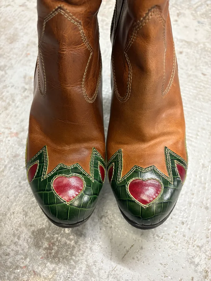 Dolce & Gabbana Leather Cowboy Santiags Star Heels Boots - Image 2