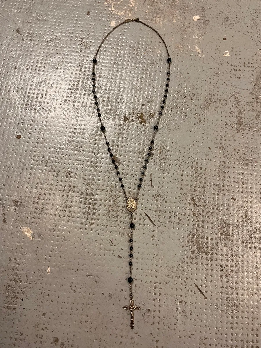 Dolce & Gabbana Metal Medal Cross Black Silver Rosary Necklace - Image 3