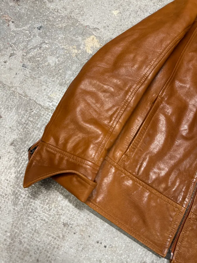 Dolce & Gabbana Minimalist Camel Leather Jacket - Image 6