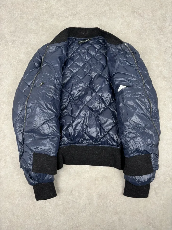 Dolce & Gabbana Navy Nylon Quilted Bomber Jacket - Image 7