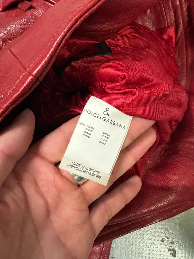 Dolce & Gabbana Pink Lady Red Leather Jacket - Image 9