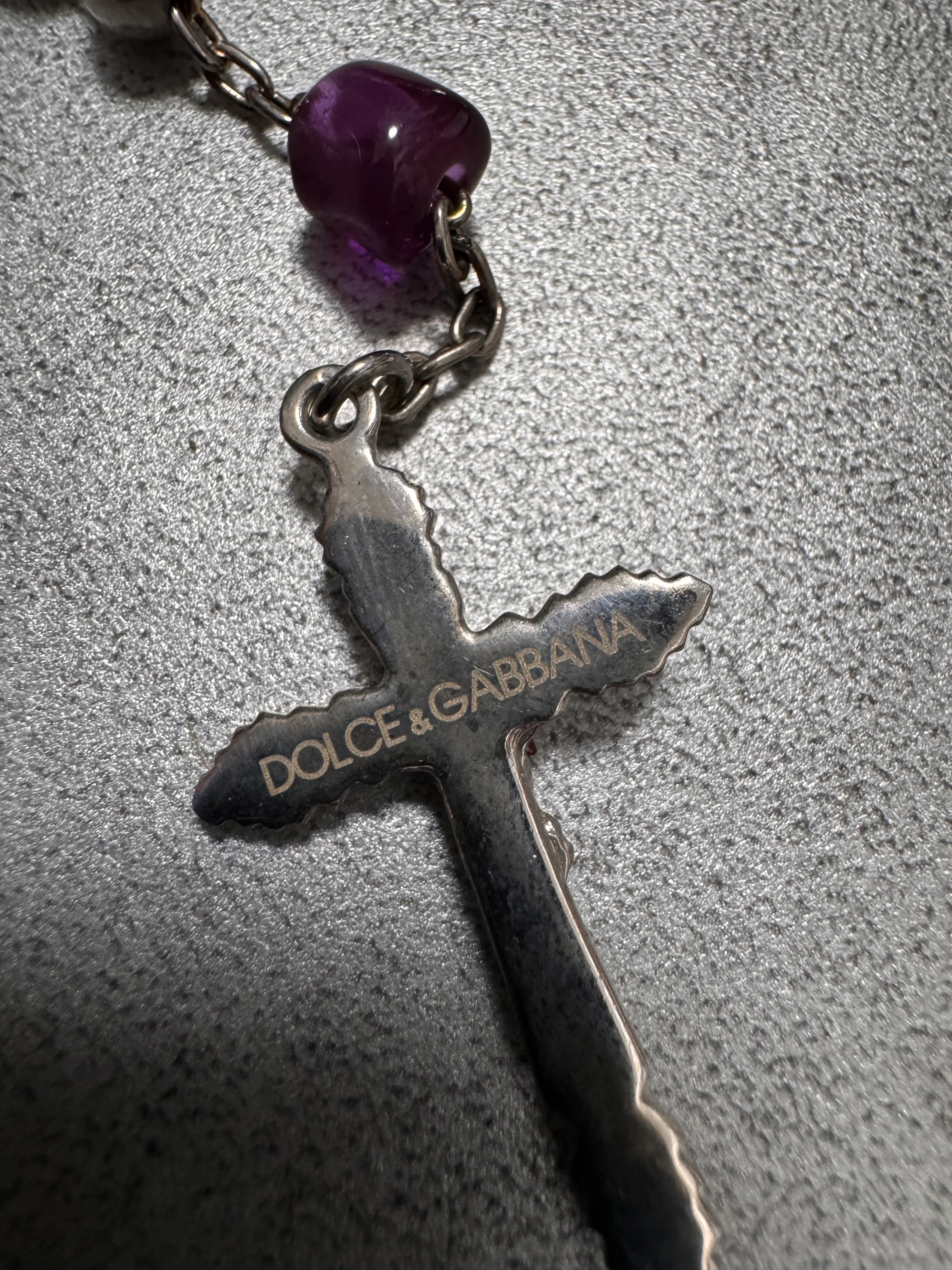 Dolce & Gabbana Purple Crystal Rosary Necklace - Image 8