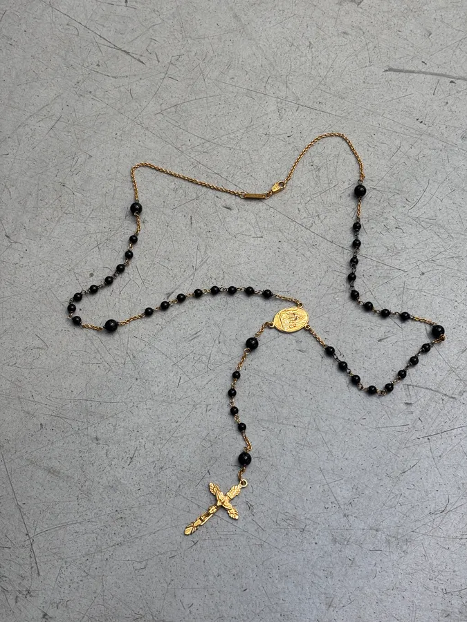 Dolce & Gabbana Rosary Cross Gold & Black Necklace - Image 5