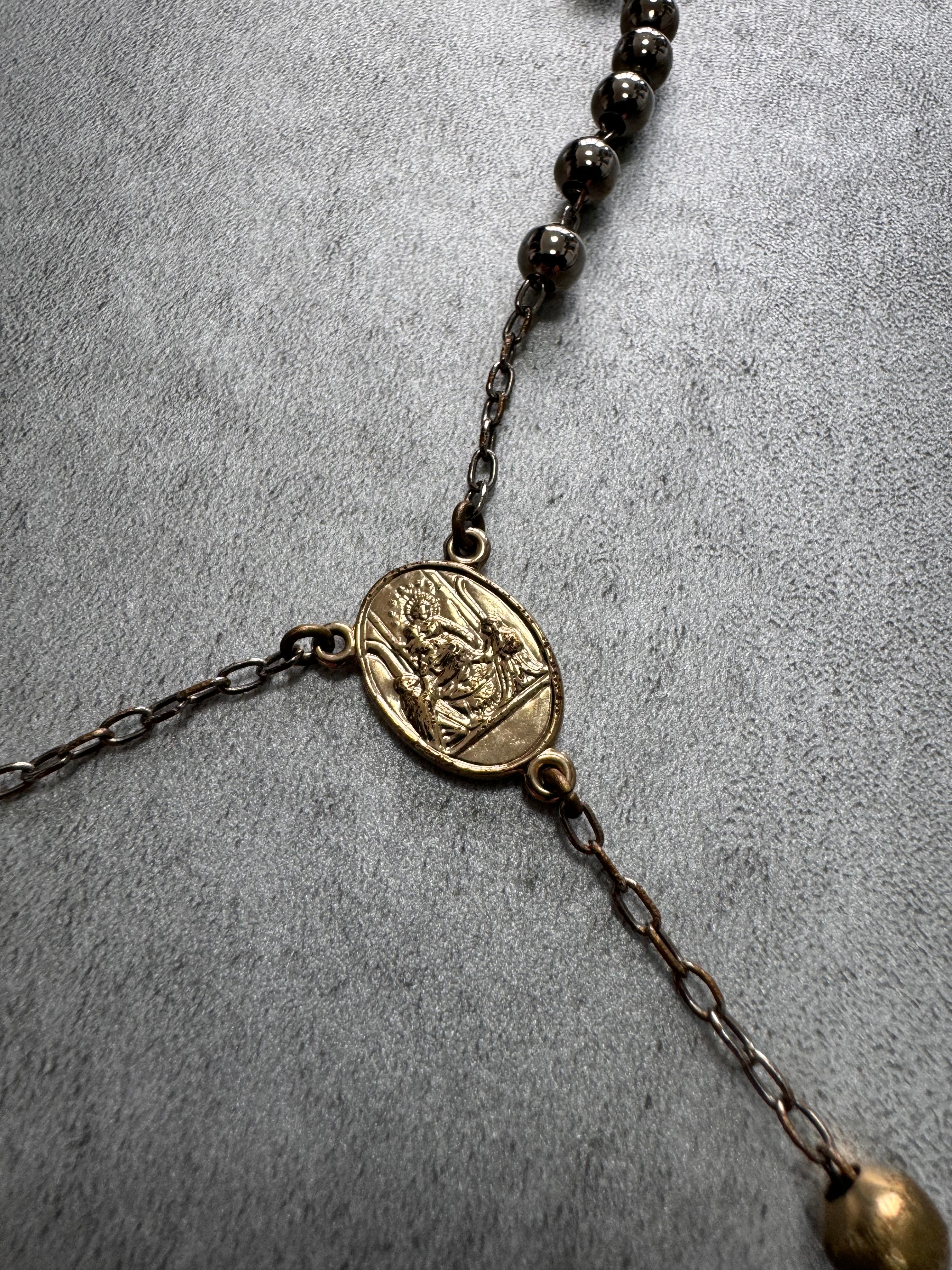 Dolce & Gabbana Rosary Sliver Golden Cross Necklace (OS) - Image 4