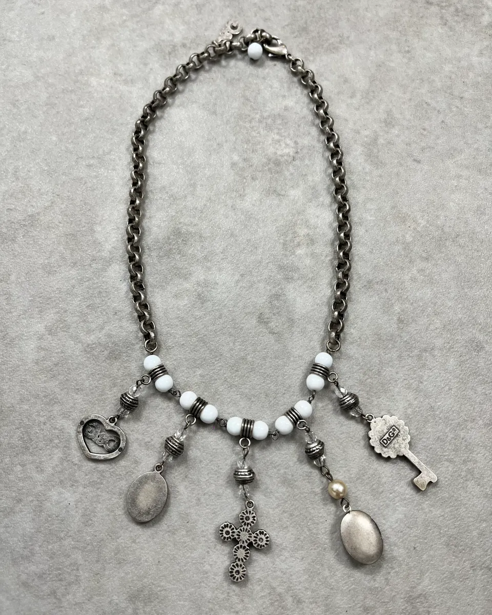 Dolce & Gabbana Silver Metal Multi-Charm Necklace - Image 5