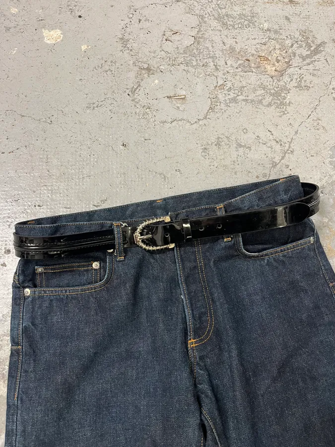 Dolce & Gabbana Tornado Buckle Black Leather Belt - Image 3