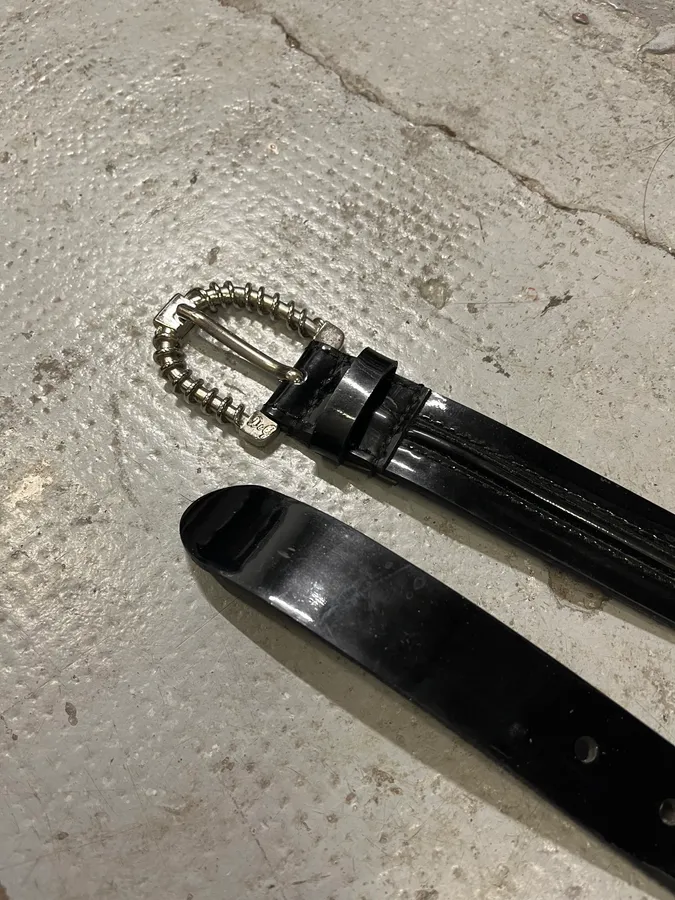 Dolce & Gabbana Tornado Buckle Black Leather Belt - Image 6