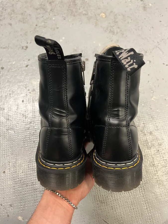 Dr Martens Rick Owens Megalaced Black Leather Combat Boots - Image 7