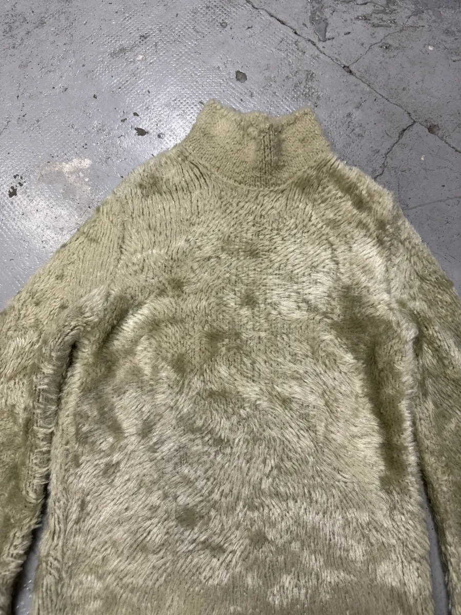 Dries Van Noten Beige Fur Effect Turtleneck Sweater - Image 7