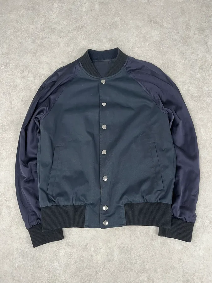 Dries Van Noten Beige & Navy Reversible Bomber Jacket - Image 10
