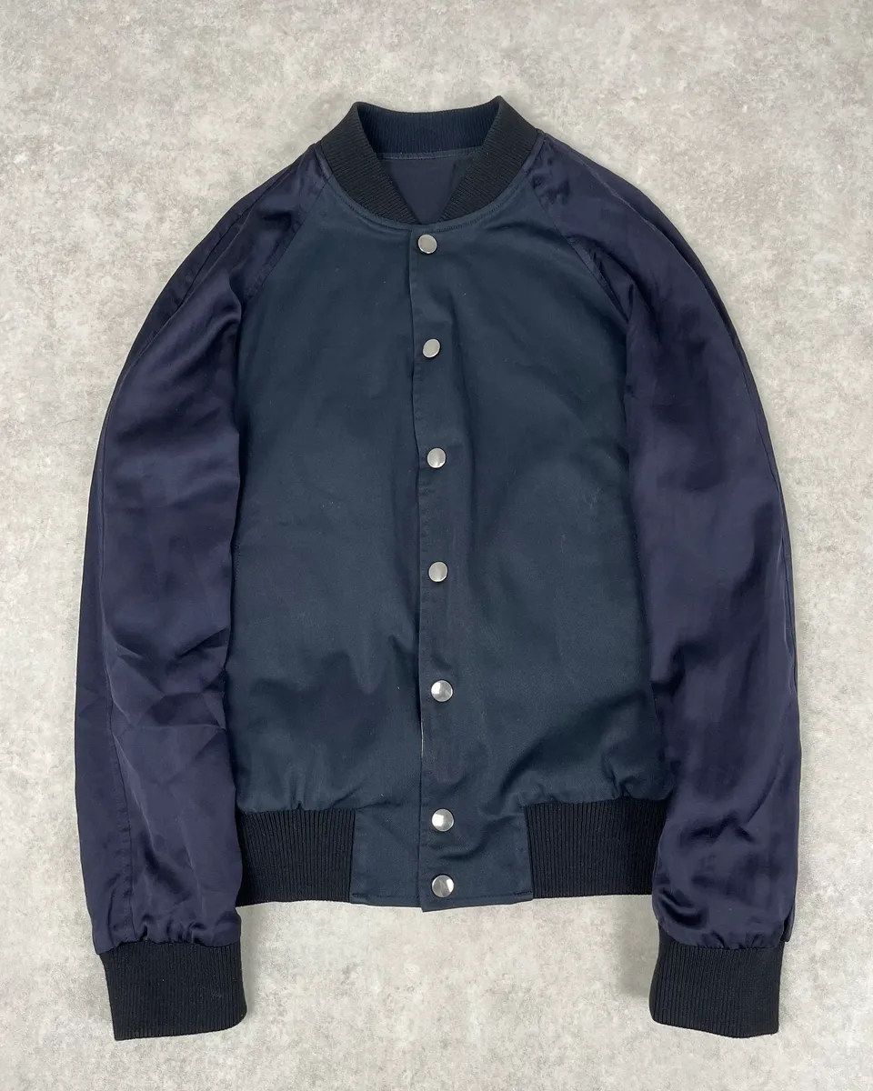 Dries Van Noten Beige & Navy Reversible Bomber Jacket - Image 2