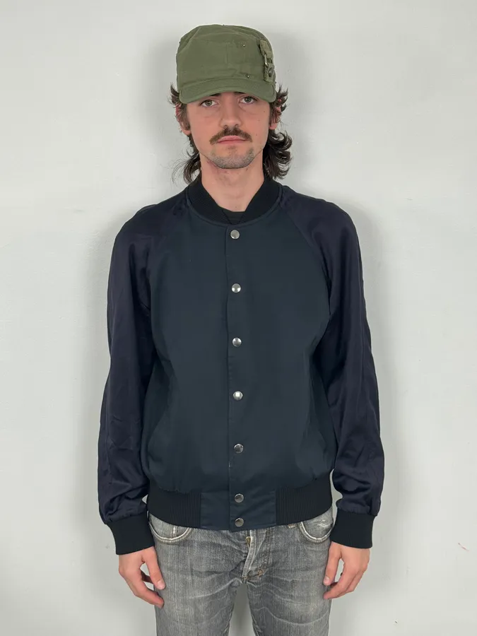 Dries Van Noten Beige & Navy Reversible Bomber Jacket - Image 6