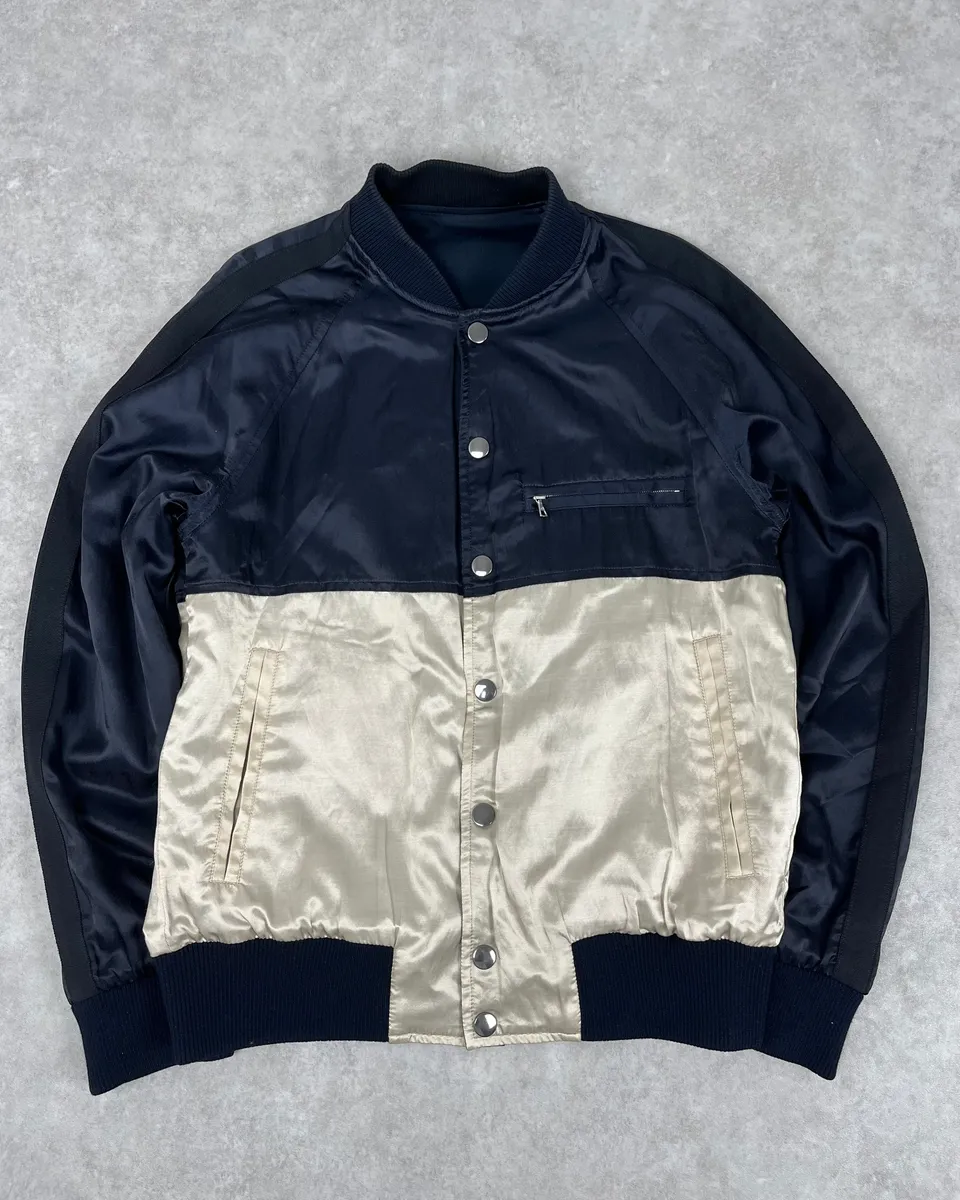 Dries Van Noten Beige & Navy Reversible Bomber Jacket - Image 9