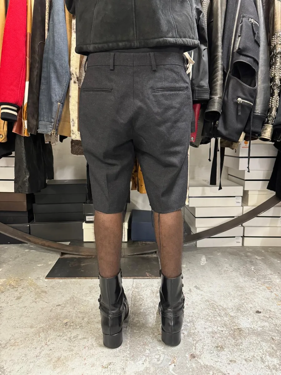 Dries Van Noten Black Wool Distressed Shorts - Image 5