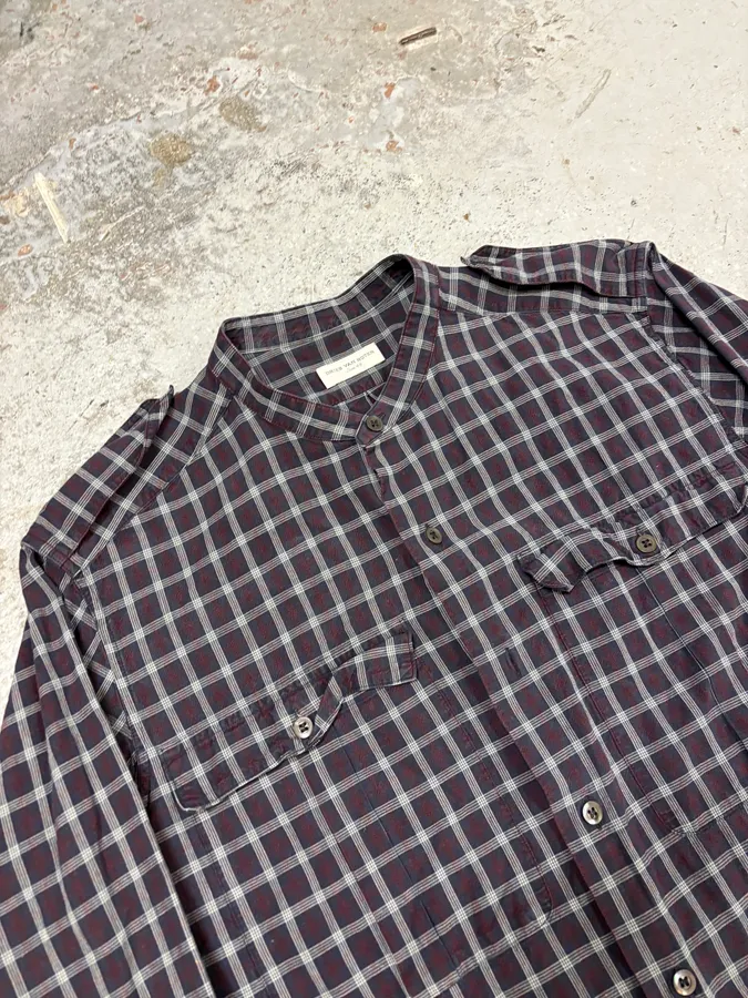 Dries Van Noten Bordeaux & Green Checkered Shirt - Image 3