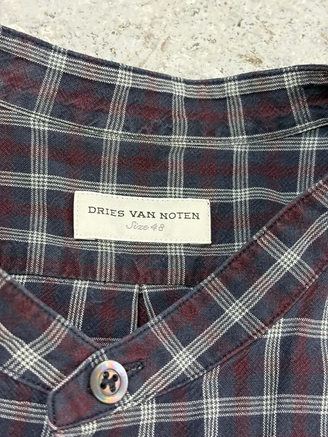Dries Van Noten Bordeaux & Green Checkered Shirt - Image 6