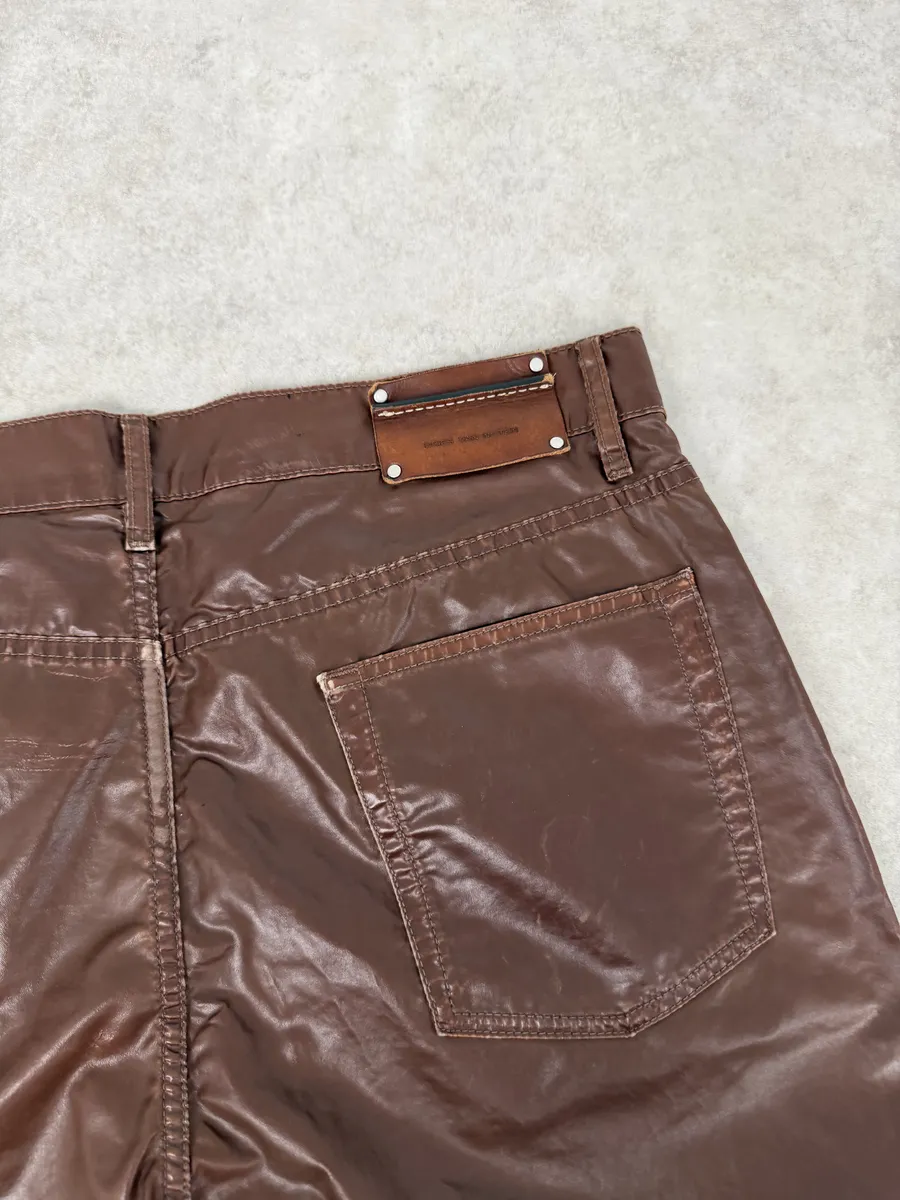 Dries Van Noten Brown Premium Waxed Effect Pants - Image 13