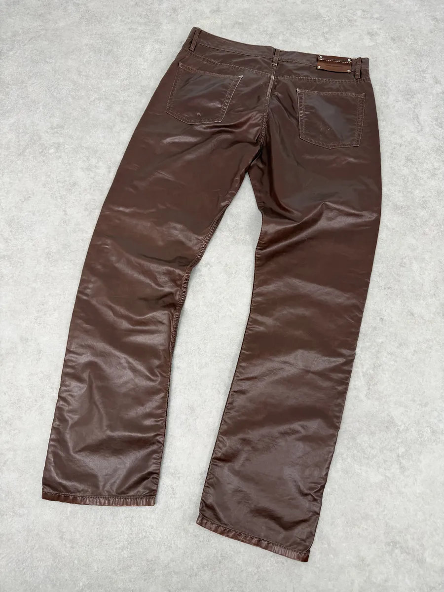 Dries Van Noten Brown Premium Waxed Effect Pants - Image 6