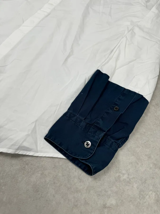 Dries Van Noten Contemporary White & Navy Shirt - Image 6