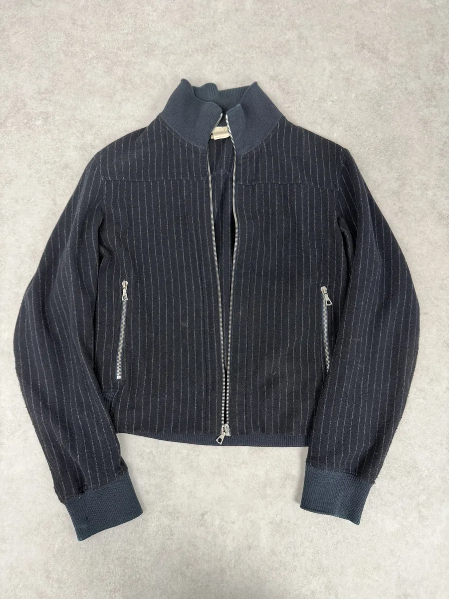 Dries Van Noten Dark Wool Striped Zip-up Jacket - Image 10