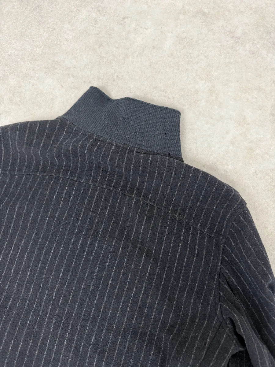 Dries Van Noten Dark Wool Striped Zip-up Jacket - Image 4