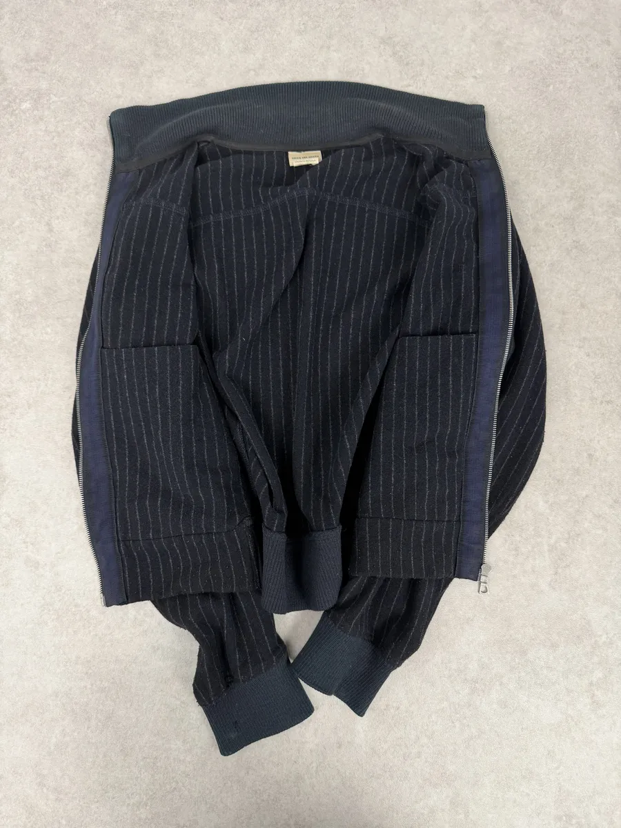 Dries Van Noten Dark Wool Striped Zip-up Jacket - Image 8
