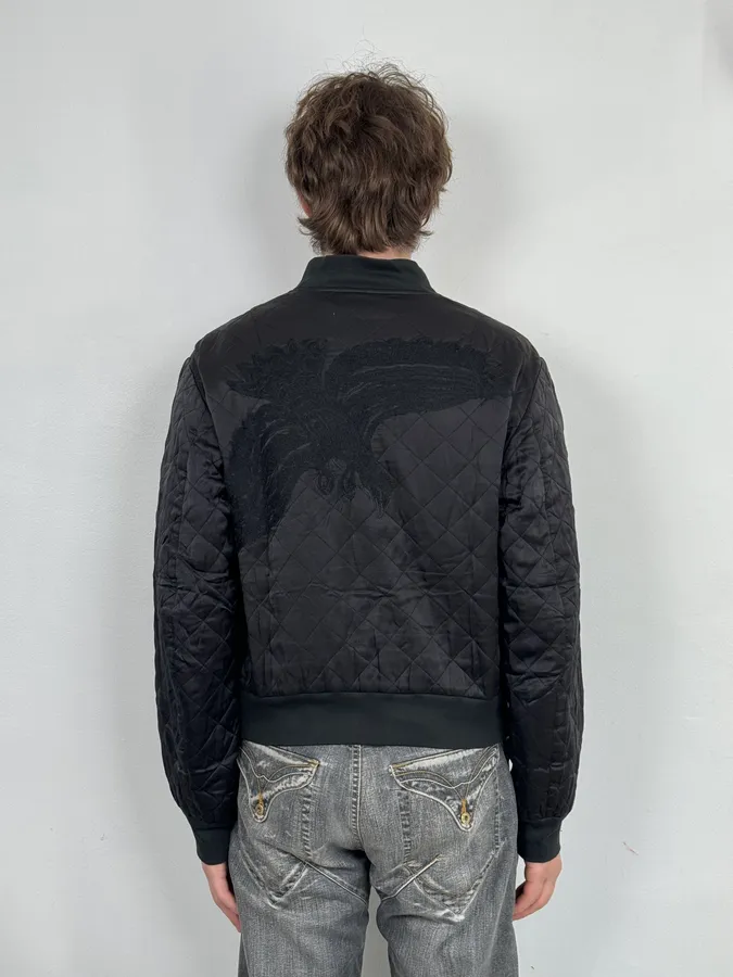 Dries Van Noten Eagle Black Quilted Bomber Light Jacket - Image 3
