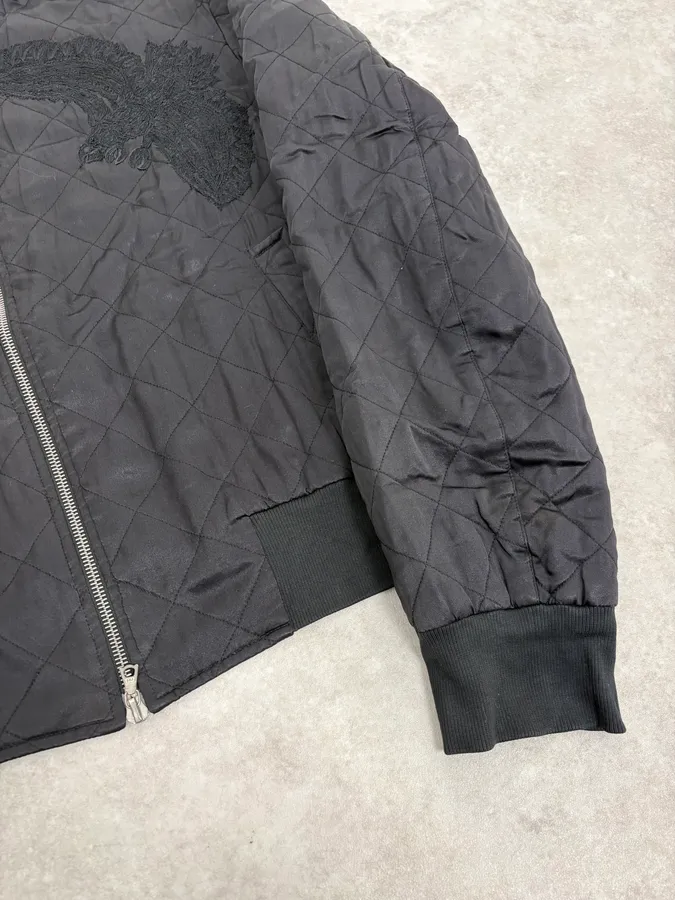 Dries Van Noten Eagle Black Quilted Bomber Light Jacket - Image 8
