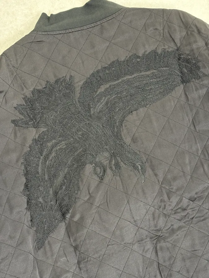 Dries Van Noten Eagle Black Quilted Bomber Light Jacket - Image 9