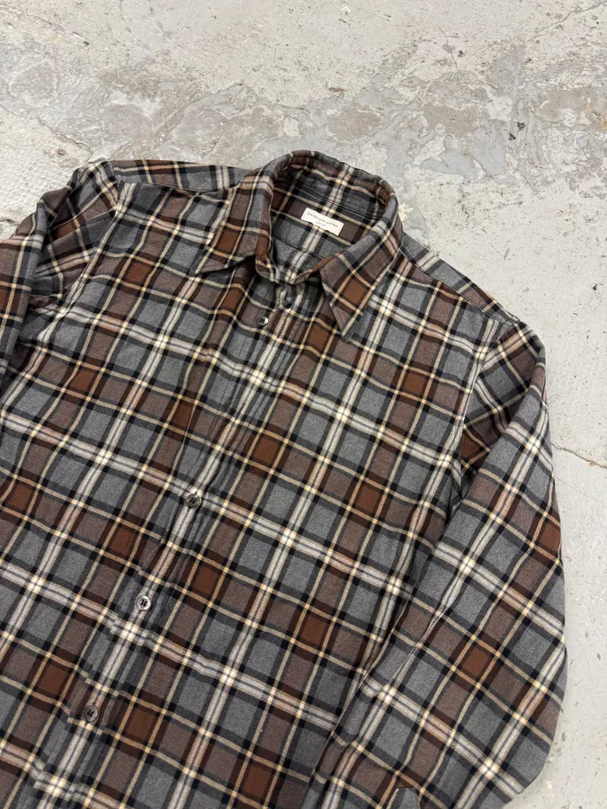 Dries Van Noten Grey & Brown Checked Shirt - Image 7