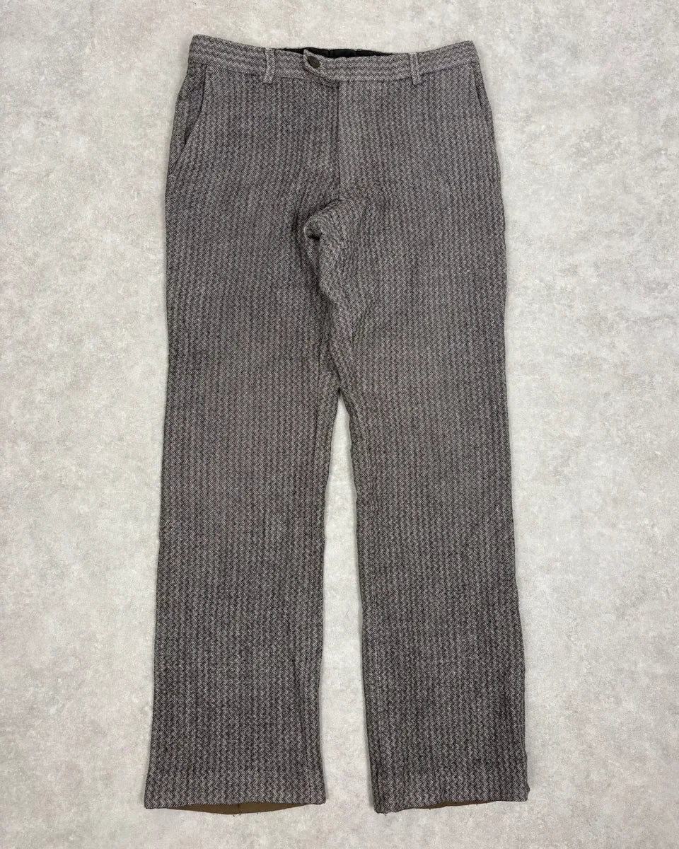 Dries Van Noten Grey Classy Wool Mozaic Pants