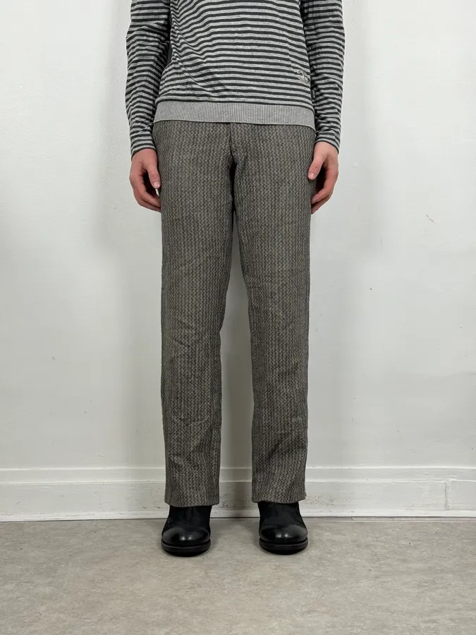 Dries Van Noten Grey Classy Wool Mozaic Pants - Image 2