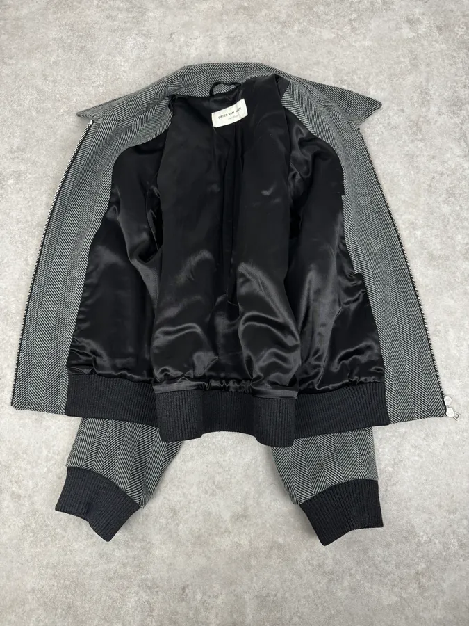 Dries Van Noten Grey Wool Classy Bomber Jacket - Image 7