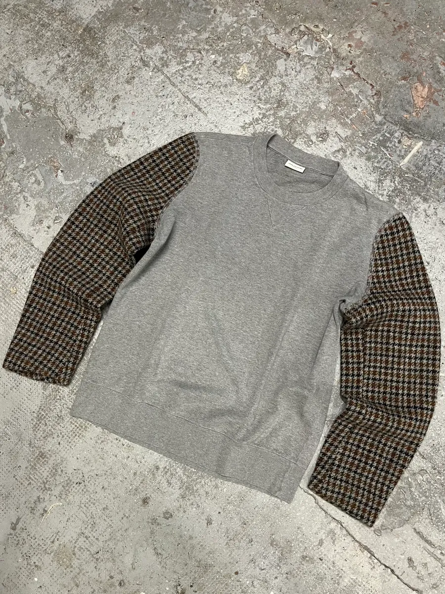 Dries Van Noten Hybrid Grey Checkered Arm Grey Sweater - Image 5