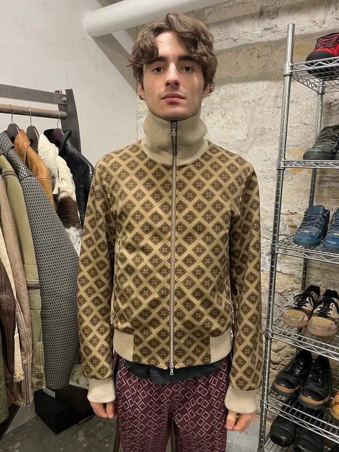 Dries Van Noten Jacquard Beige Zip-up Sweater - Image 3