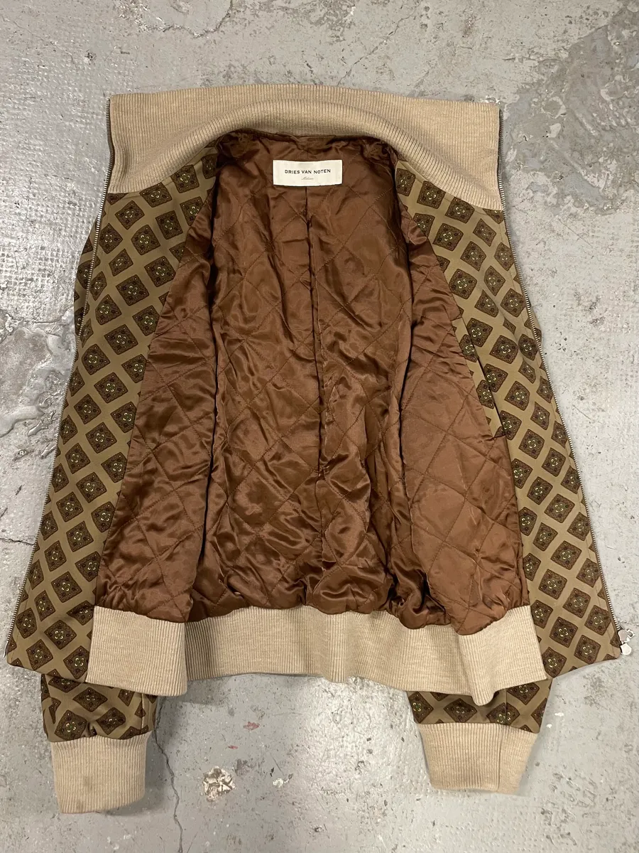 Dries Van Noten Jacquard Beige Zip-up Sweater - Image 7