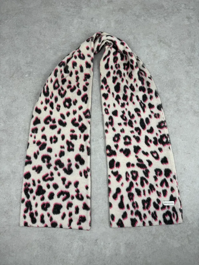 Dries Van Noten Leopard Print White Scarf - Image 4