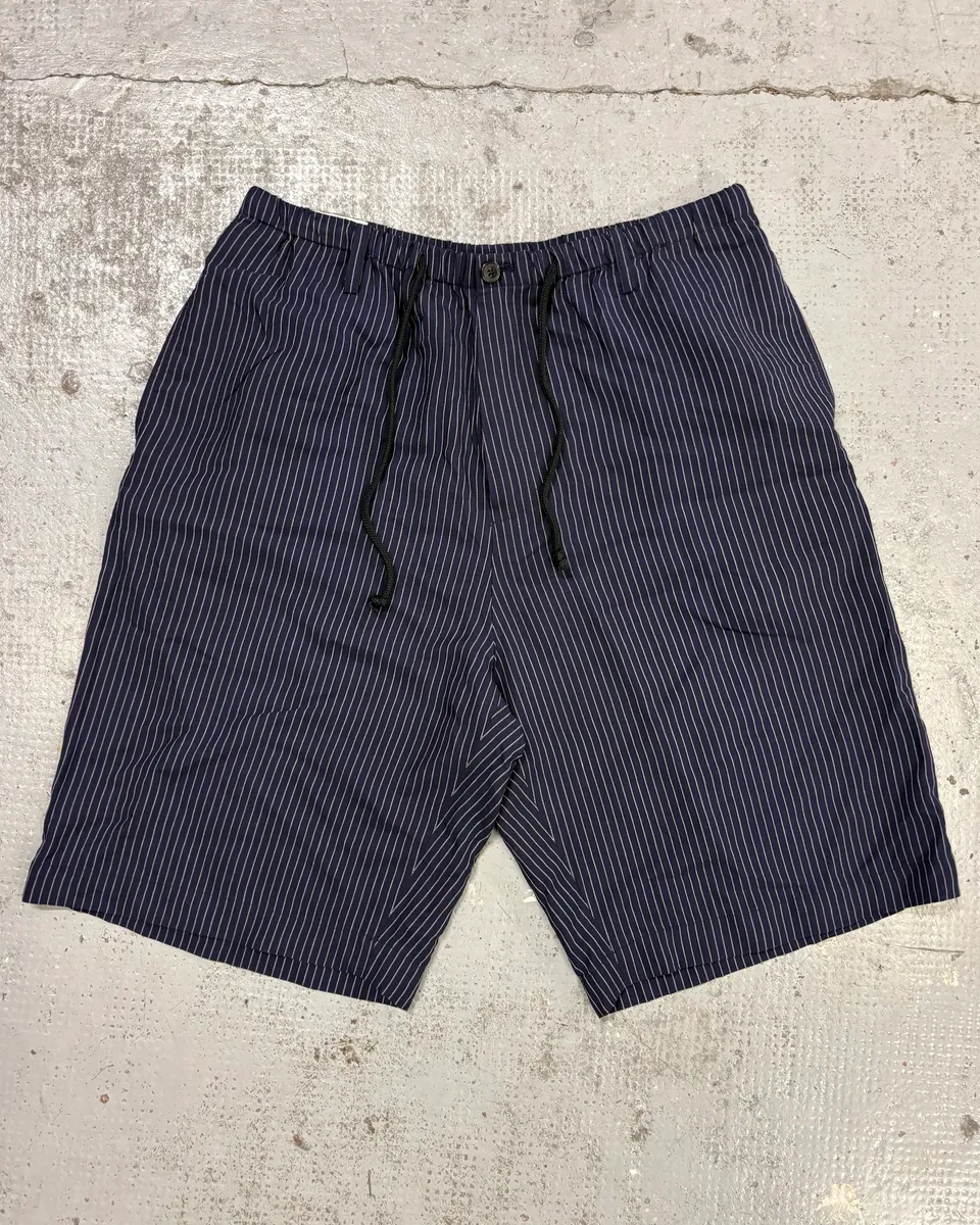 Dries Van Noten Navy Acetate Viscose Pinstripe Shorts