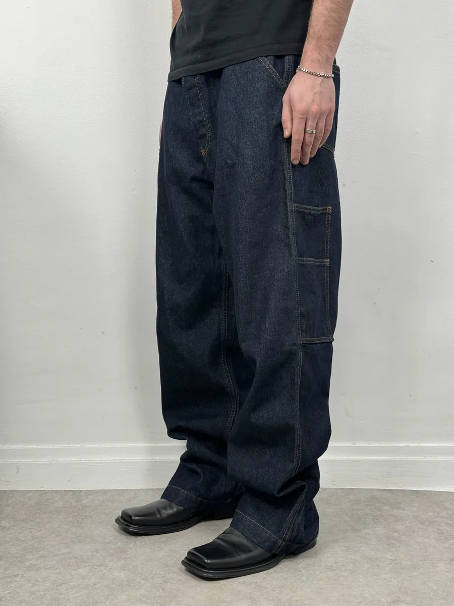 Dries Van Noten Navy Brut Denim Carpenter Jeans - Image 2