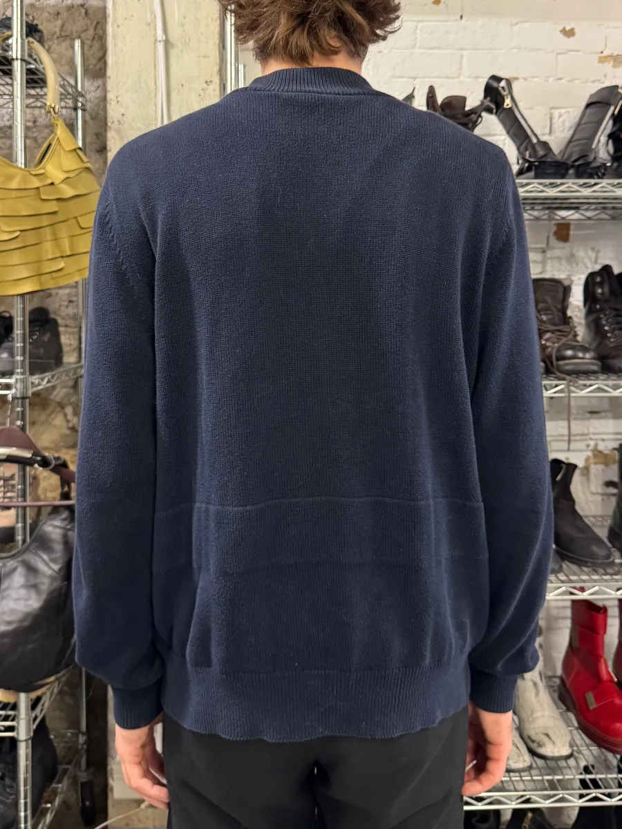 Dries Van Noten Navy Cardigan Zip-Up Sweater - Image 3