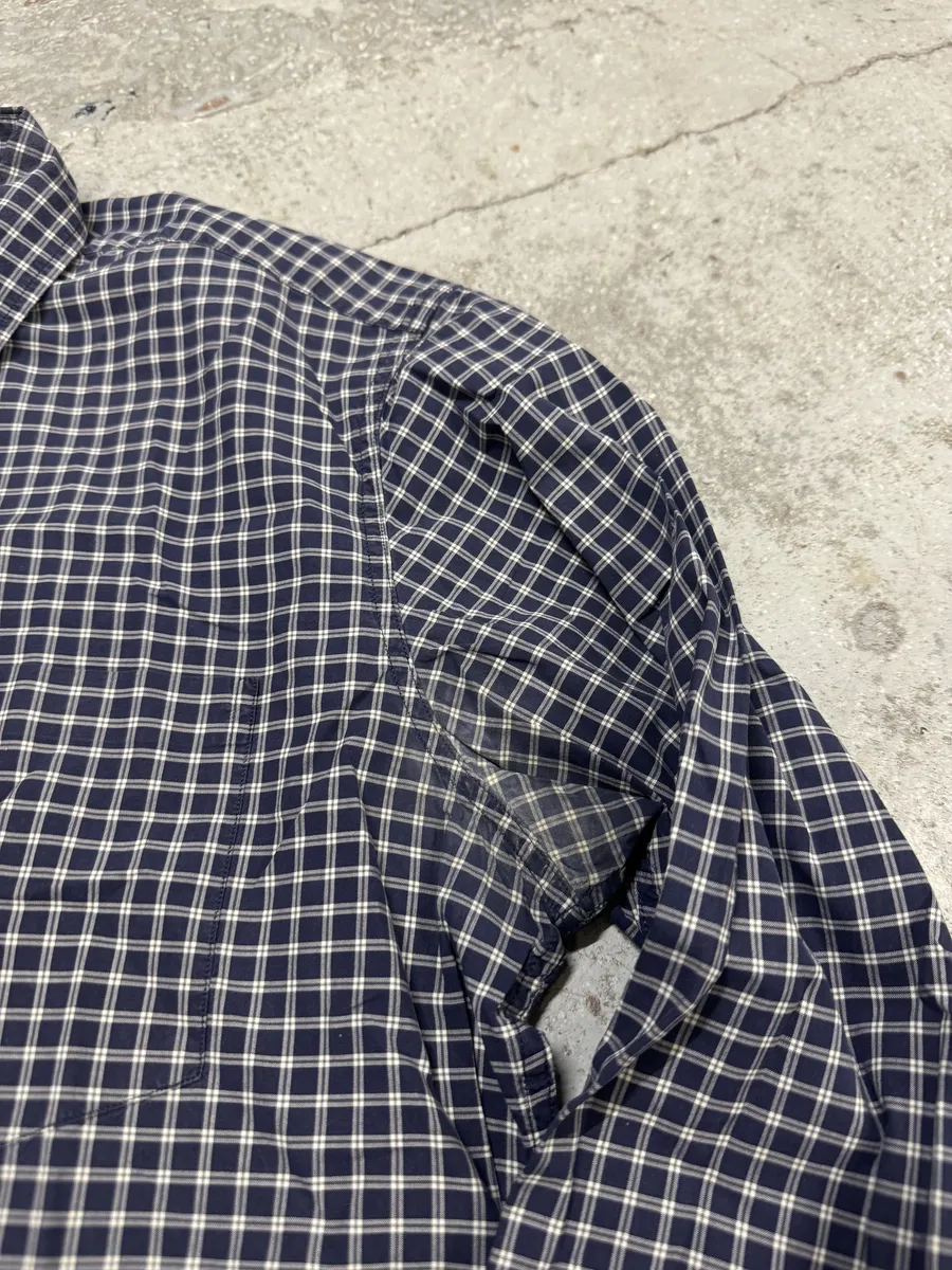 Dries Van Noten Navy Checkered Shirt - Image 9