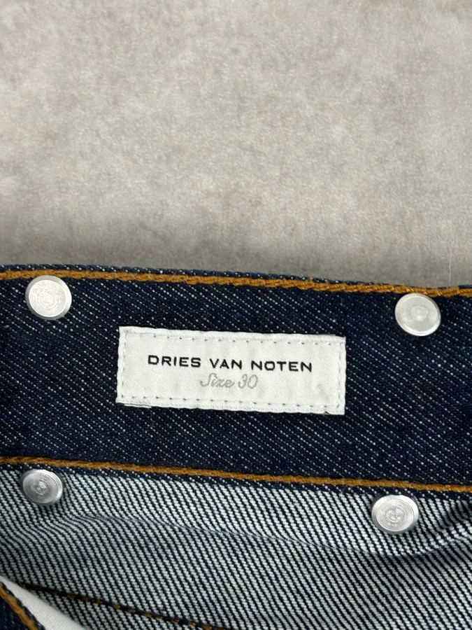 Dries Van Noten Navy Denim Contrast Stitch Shorts - Image 10