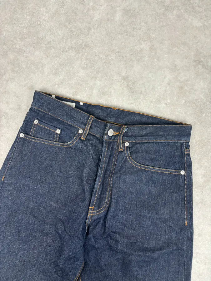 Dries Van Noten Navy Denim Contrast Stitch Shorts - Image 5