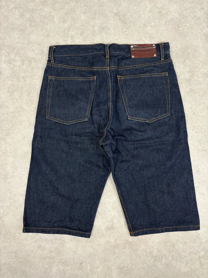 Dries Van Noten Navy Denim Contrast Stitch Shorts - Image 6
