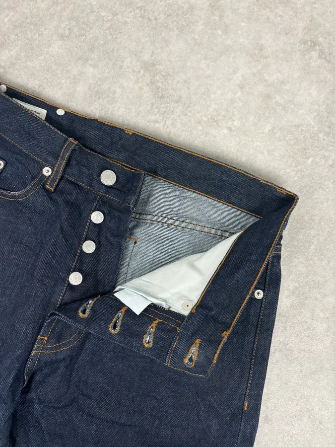 Dries Van Noten Navy Denim Contrast Stitch Shorts - Image 9