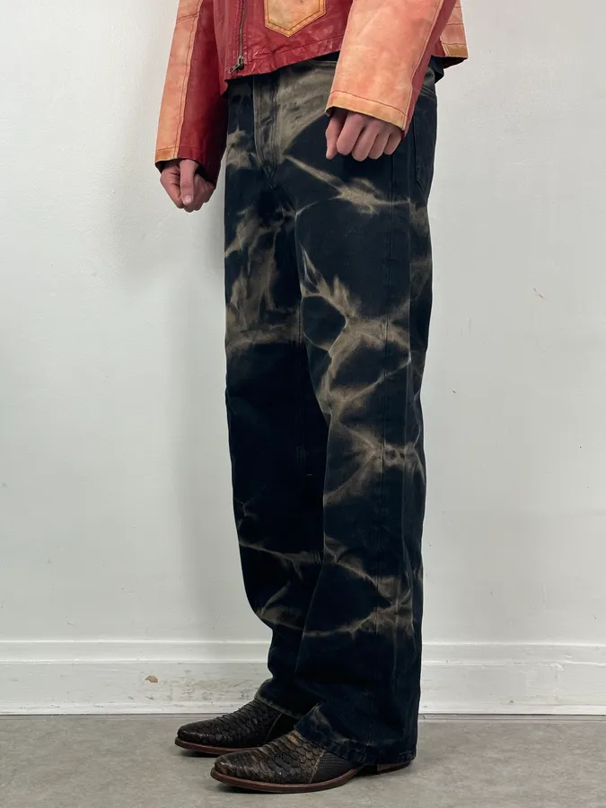 Dries Van Noten Navy Denim Tie-Dye Relaxed Jeans - Image 3